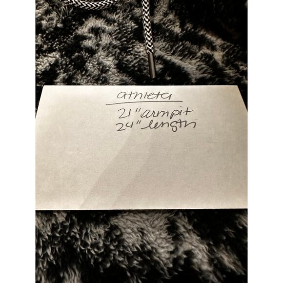 Athleta Tugga Hoodie Womens‎ S Gray Black Animal Print Thumb Fleece Sweatshirt - Picture 11 of 11